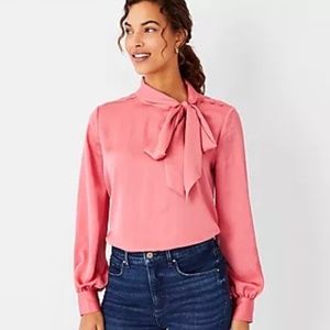 NWT Ann Taylor Button Shoulder Tie Blouse XXSP